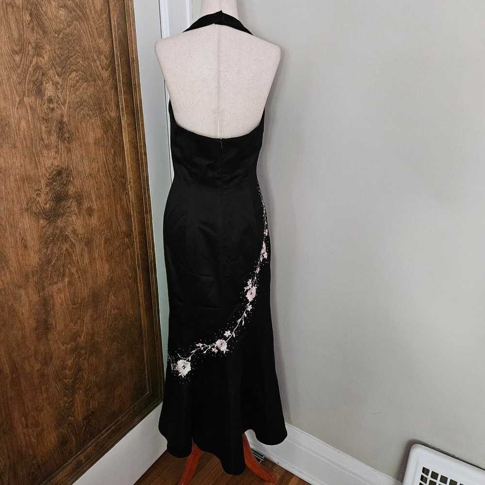 Vintage 90s Morgan & Co. Black Satin Prom Dress H… - image 5