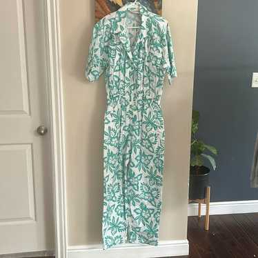 Diane von furstenberg vintage blue wide leg popular jumpsuit size L