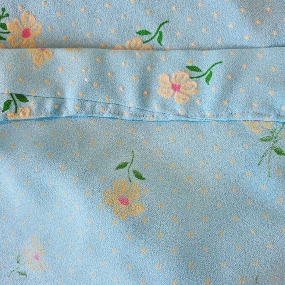 Vintage 70s Sz Large Prairie Floral Flocked Maxi … - image 10