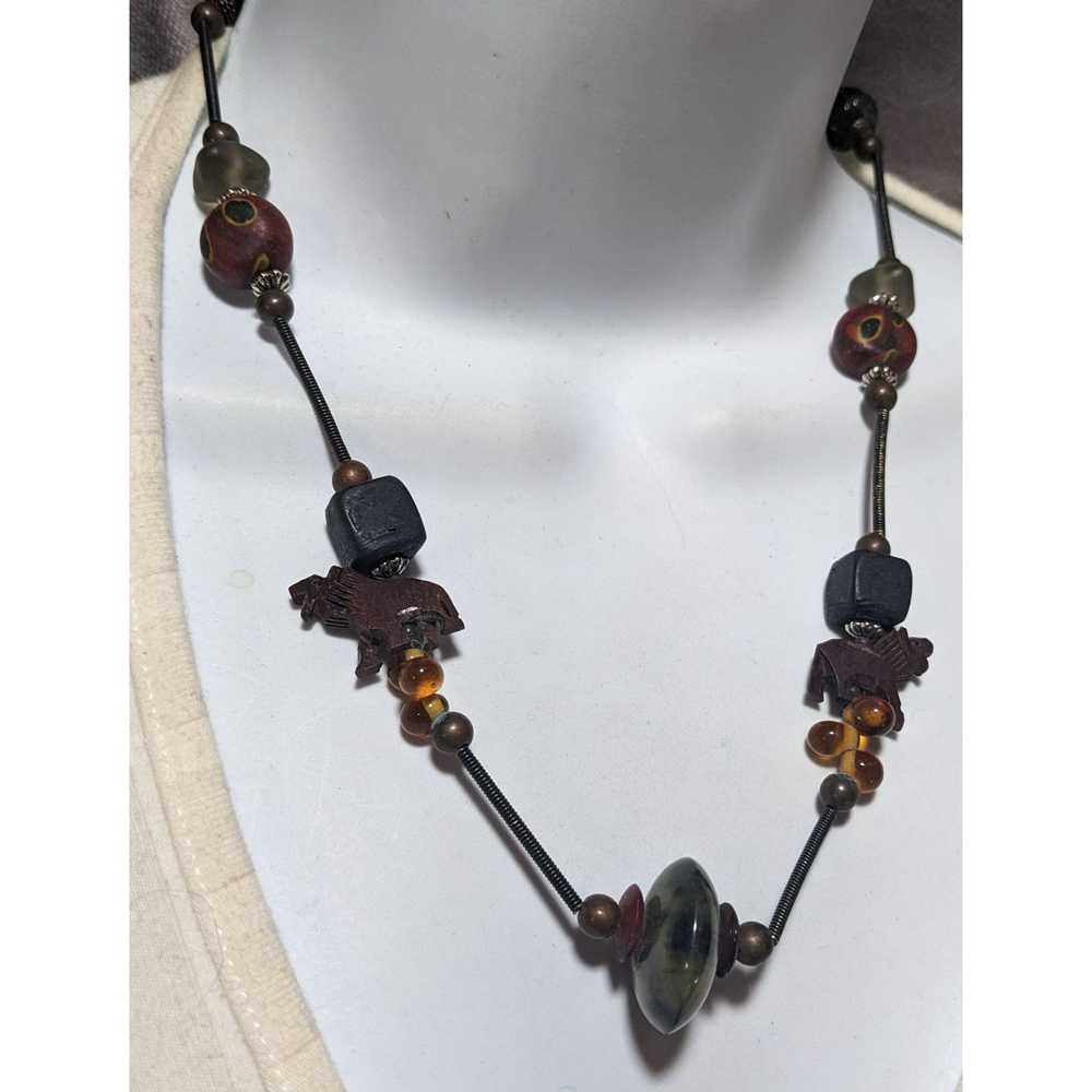 Other Vintage Treska Abstract Beaded Safari Neckl… - image 7