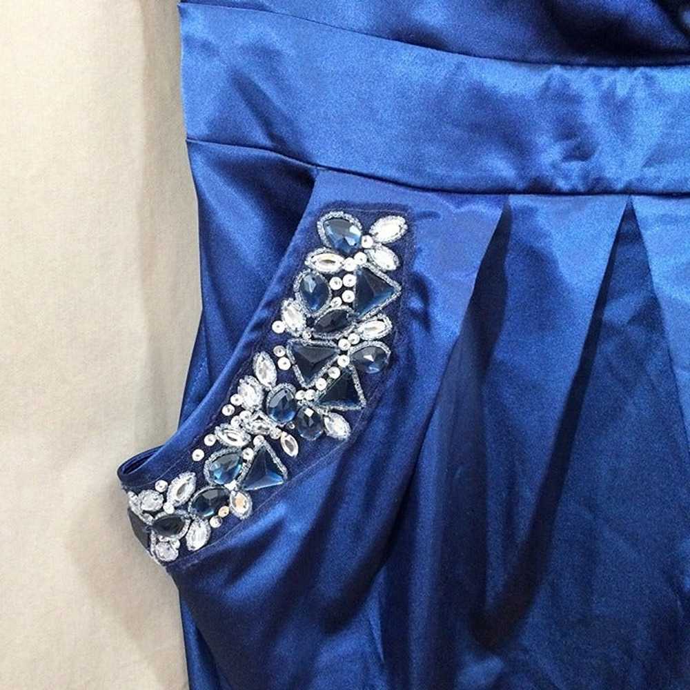 Vintage Formal Dress Blue Satin Taboo Beaded Pock… - image 2