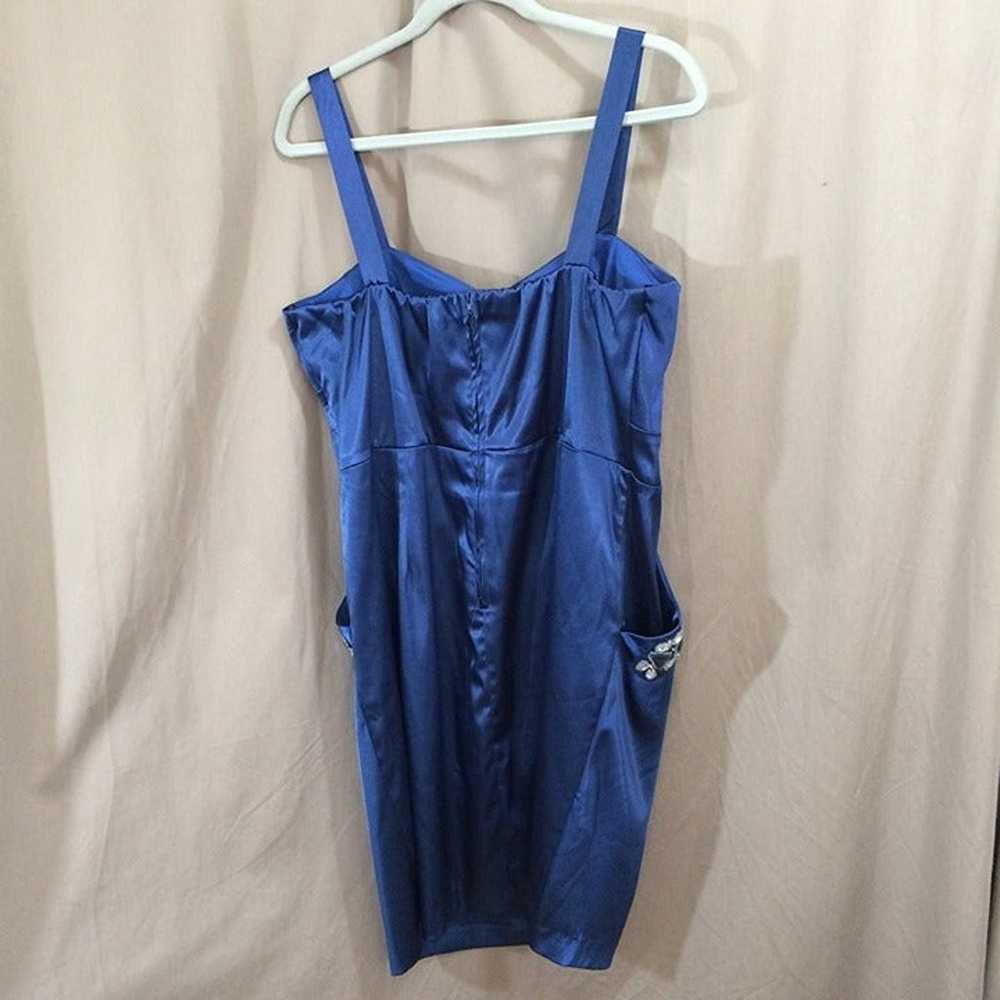 Vintage Formal Dress Blue Satin Taboo Beaded Pock… - image 4