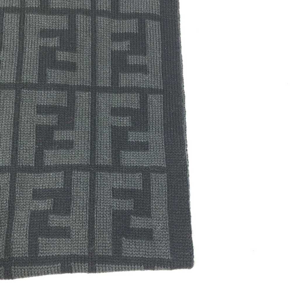 Fendi Fendi FXS198 Zucca knit Scarf Black gray - image 5