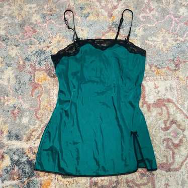 Vintage Y2K black and green whimsigoth satin mini… - image 1