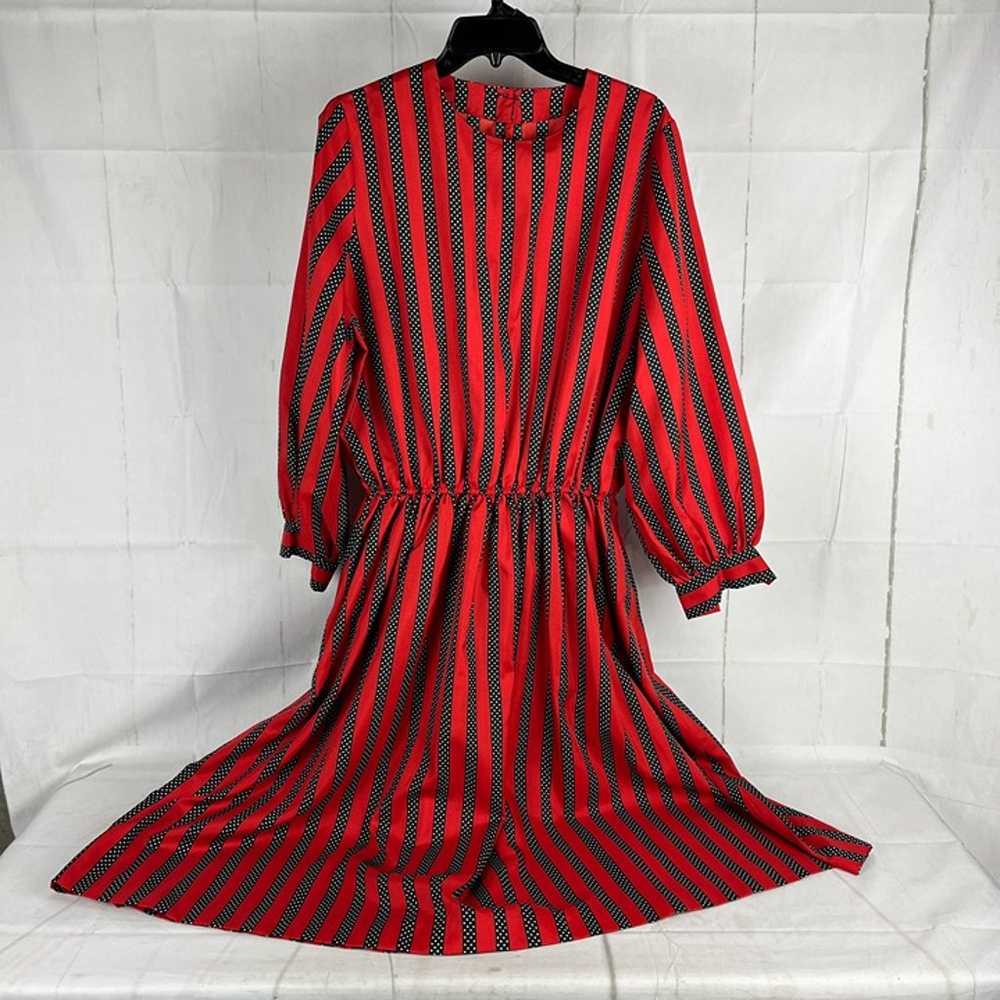 Vintage Handmade Women's Red Black Striped Polka … - image 1