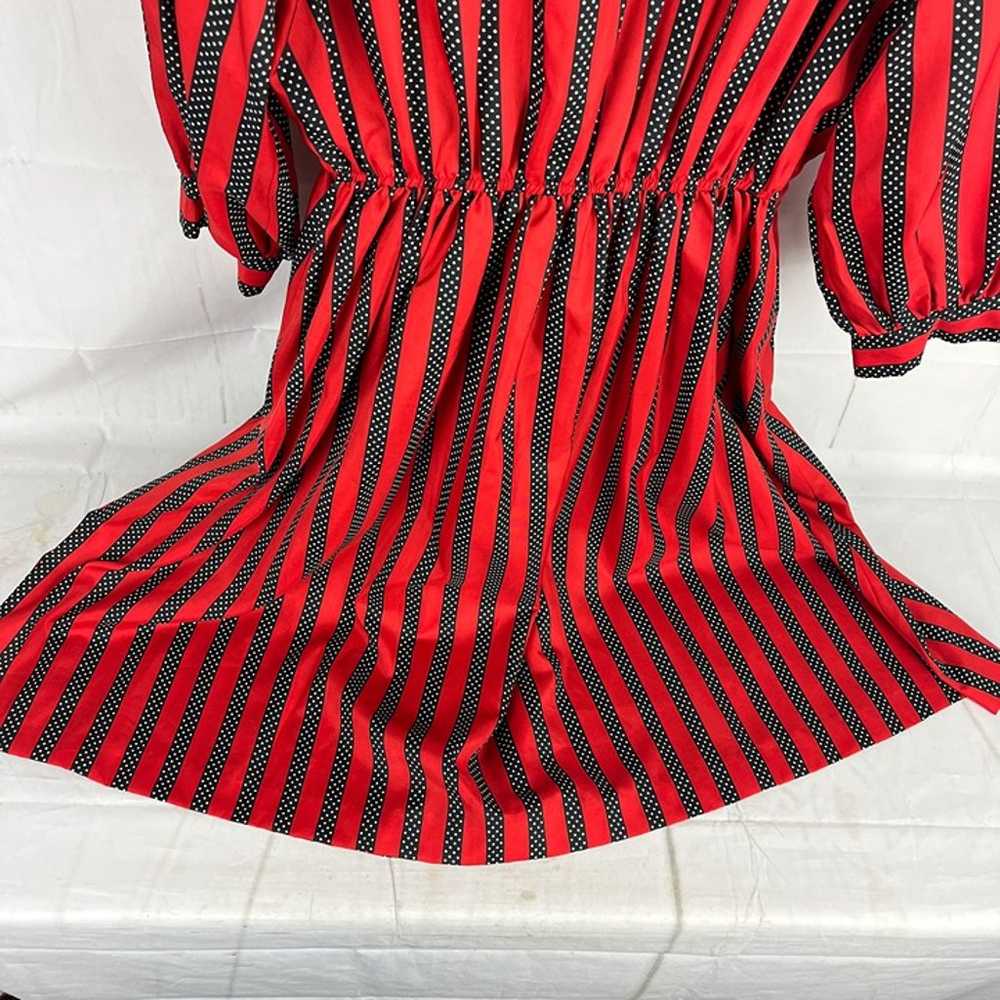 Vintage Handmade Women's Red Black Striped Polka … - image 3