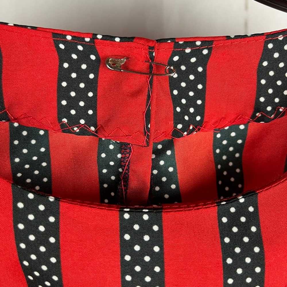 Vintage Handmade Women's Red Black Striped Polka … - image 5