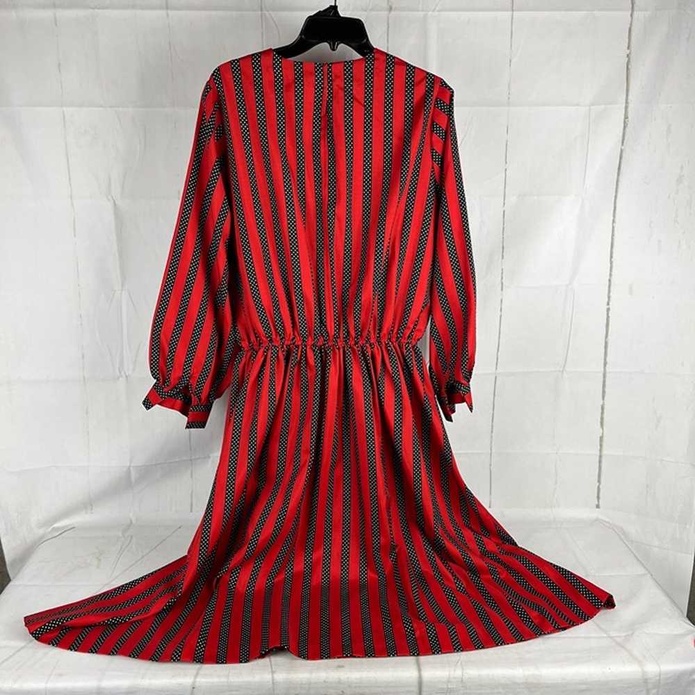 Vintage Handmade Women's Red Black Striped Polka … - image 6