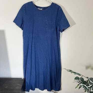 Talbots Maxi Dress Womens Size 16 Blue Chambray D… - image 1