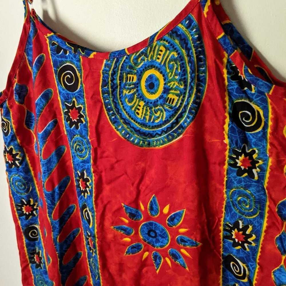 Vintage Maxi Tank Dress XL cotton strapless batik… - image 3