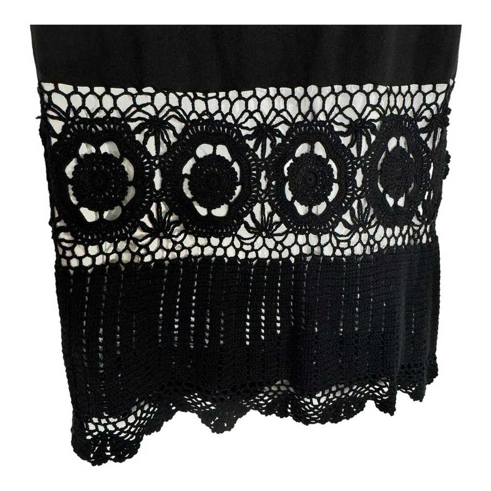 Vintage Moda International Crochet Black Sleevele… - image 6