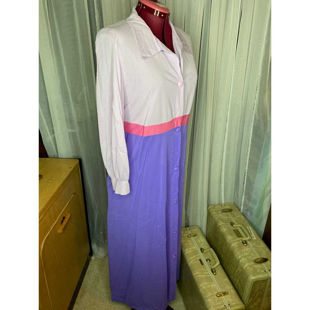 Vintage satin maxi dress robe sz XL - image 10