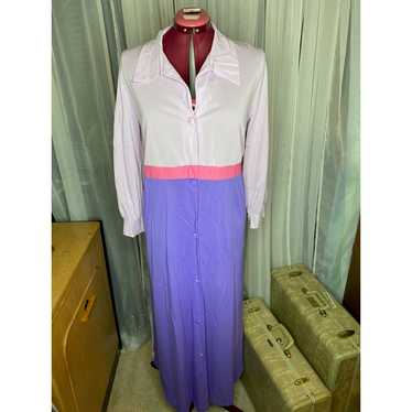 Vintage satin maxi dress robe sz XL - image 1