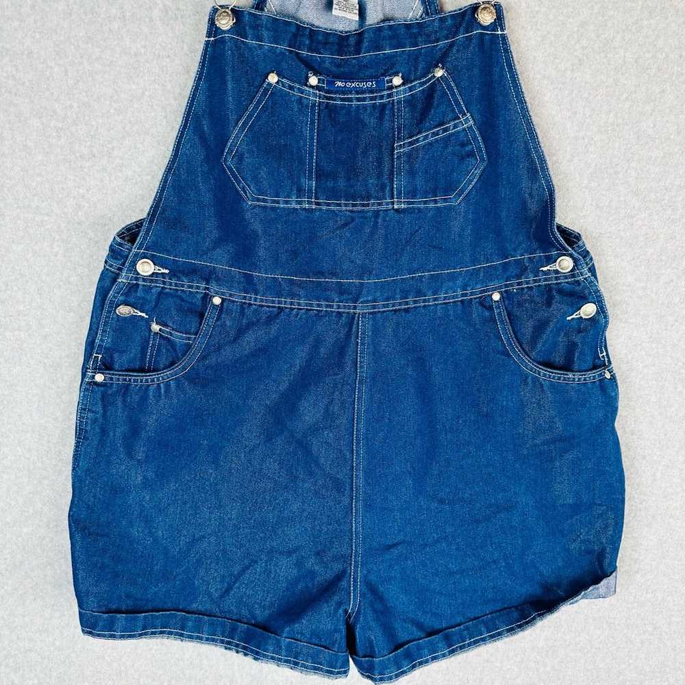 No Excuses Womans Sz XL Blue Denim Shortalls Pock… - image 3