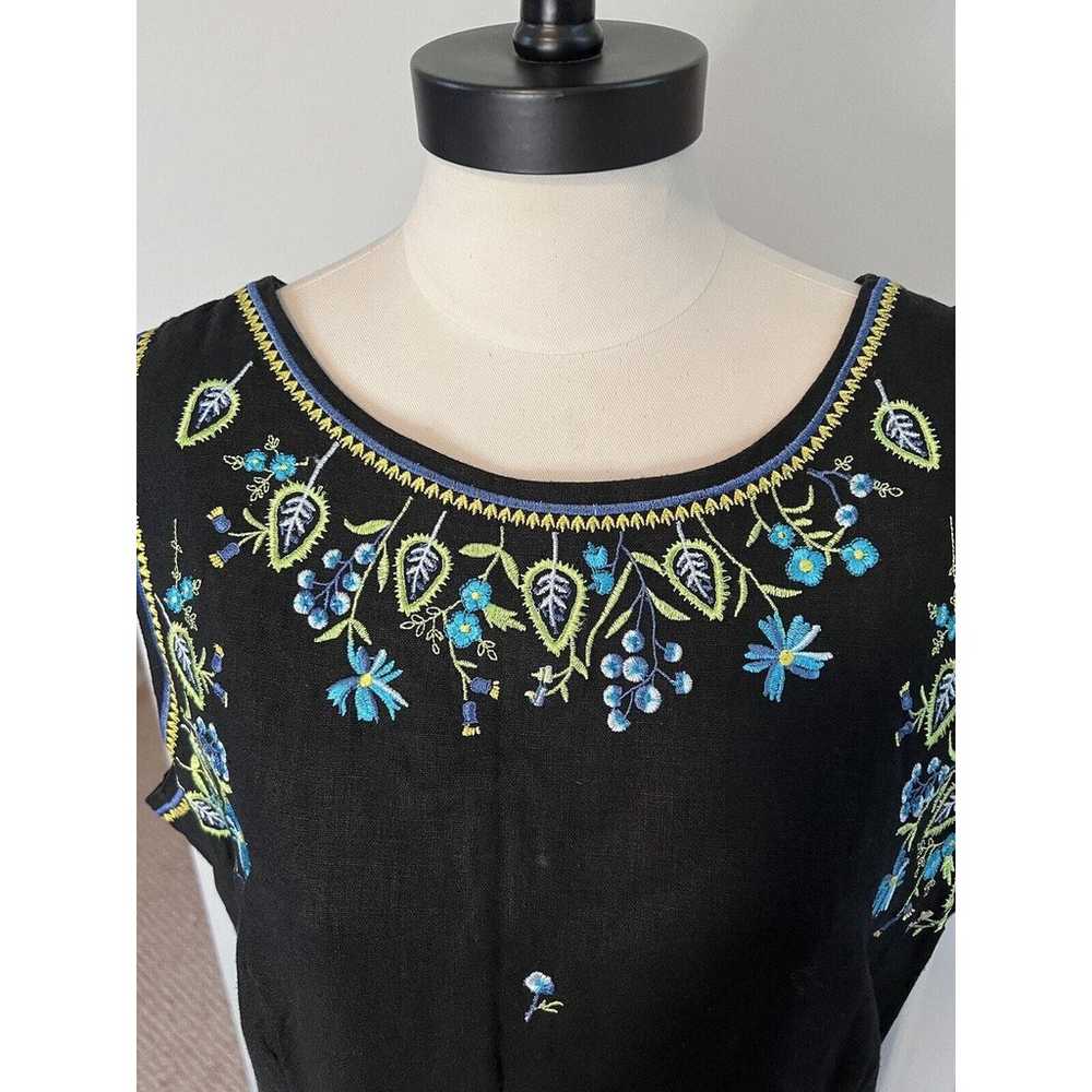 Vintage Studio C Black Linen Blend Sleeveless Emb… - image 3