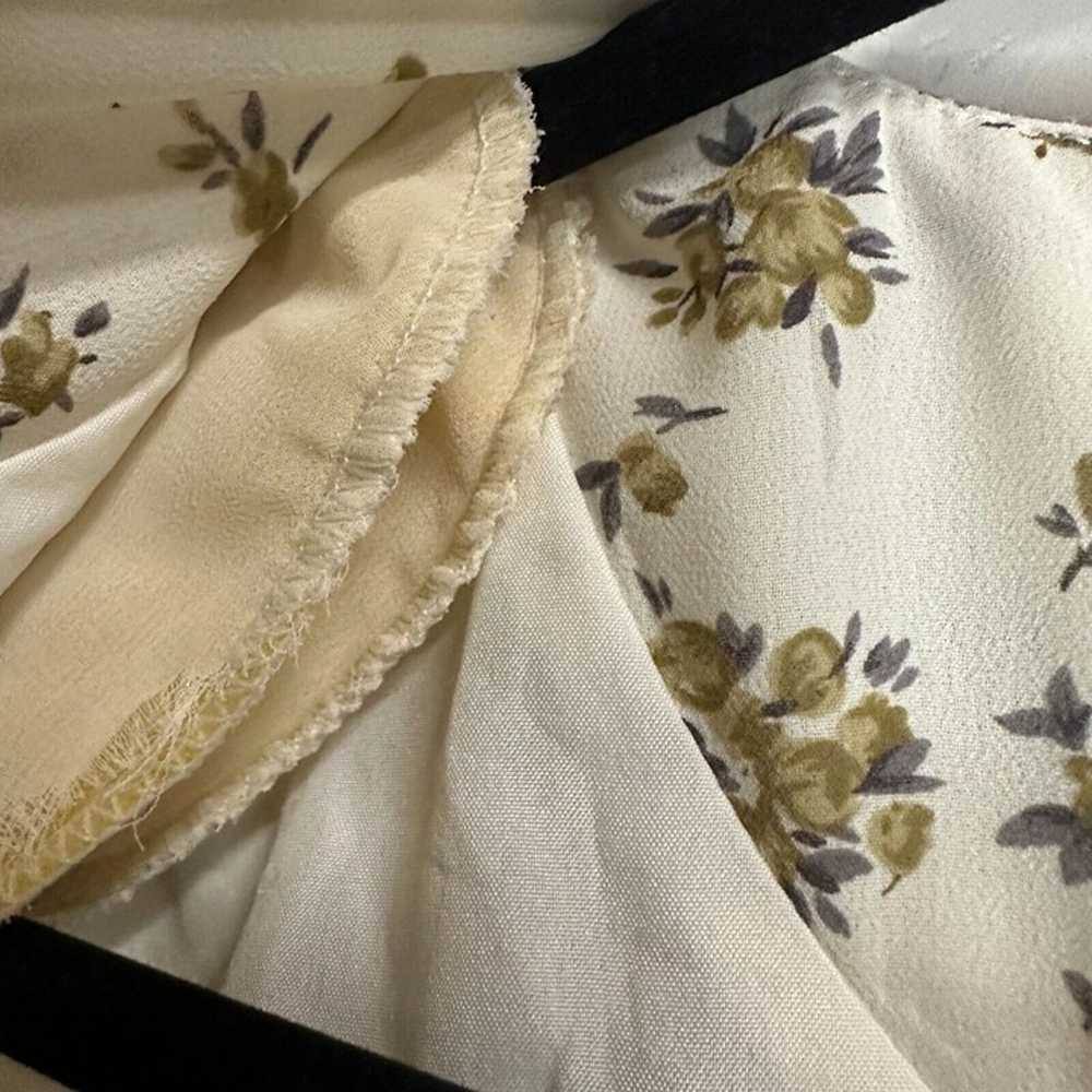 Vintage Womens Maxi Dress Medium Ivory Floral Cot… - image 7