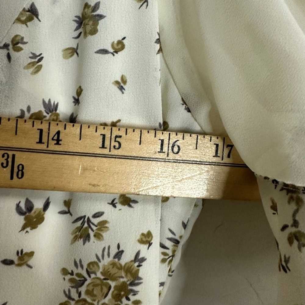 Vintage Womens Maxi Dress Medium Ivory Floral Cot… - image 9