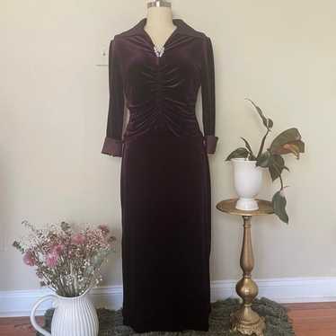 Vintage Tadashi plum purple velvet 2 piece set set