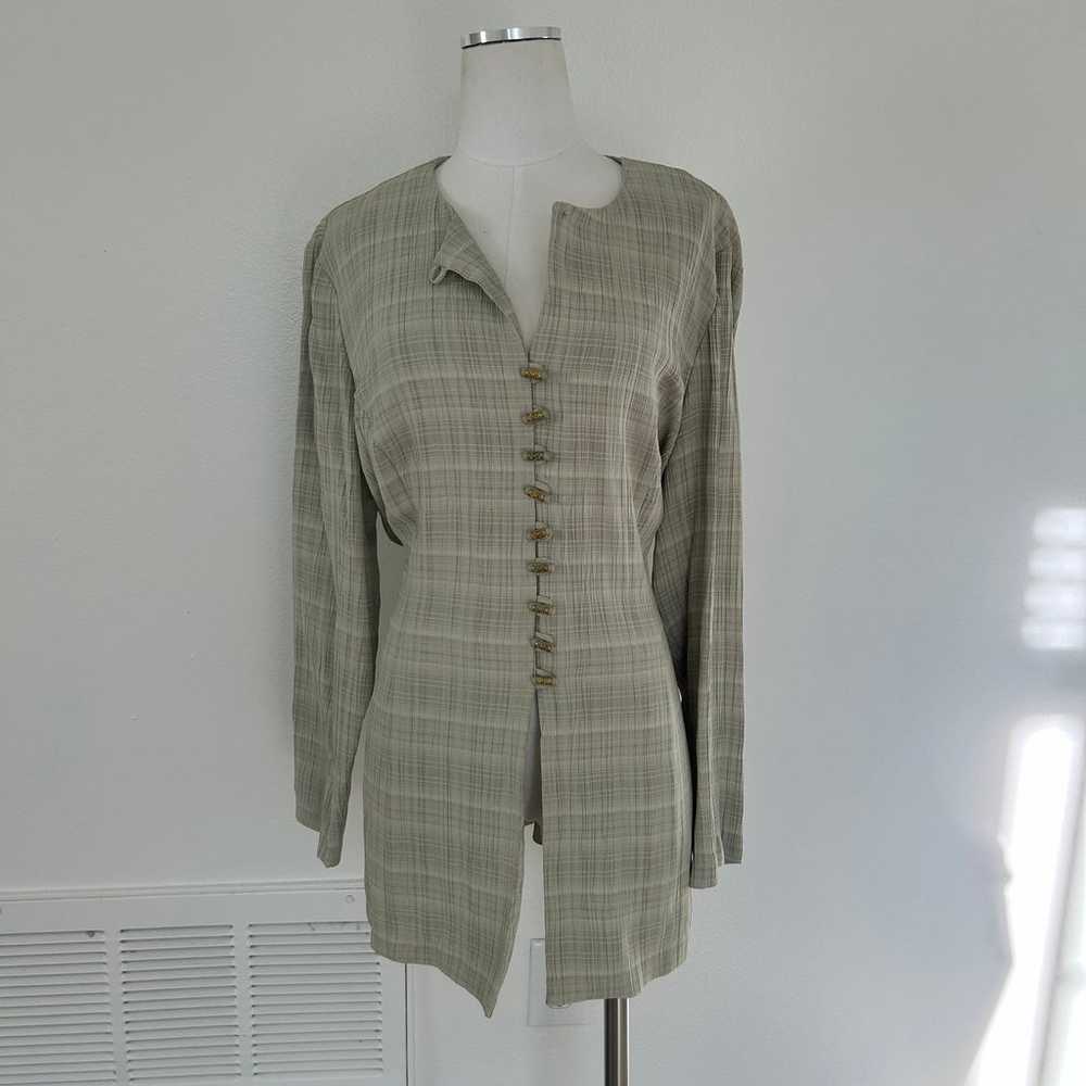 Vintage 70s sage green tunic top - image 2