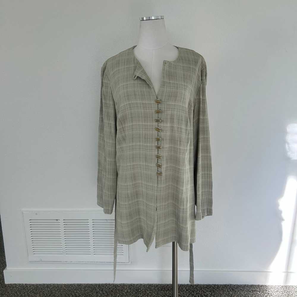 Vintage 70s sage green tunic top - image 3