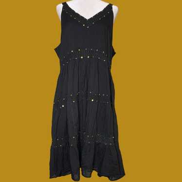 Vintage Y2K Black Flowy Tiered Maxi Dress