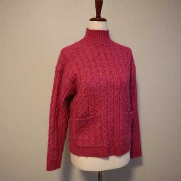 St Johns Bay Pink Turtleneck Cableknit Sweater Si… - image 1