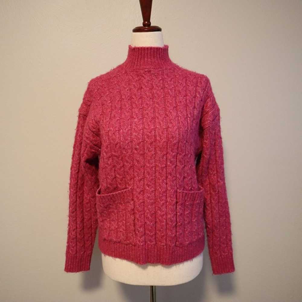 St Johns Bay Pink Turtleneck Cableknit Sweater Si… - image 4