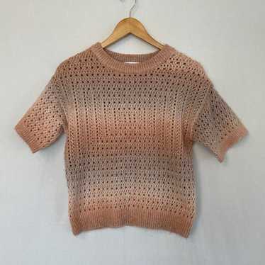 Design History Open Knit Short Sleeve Sweater Omb… - image 1