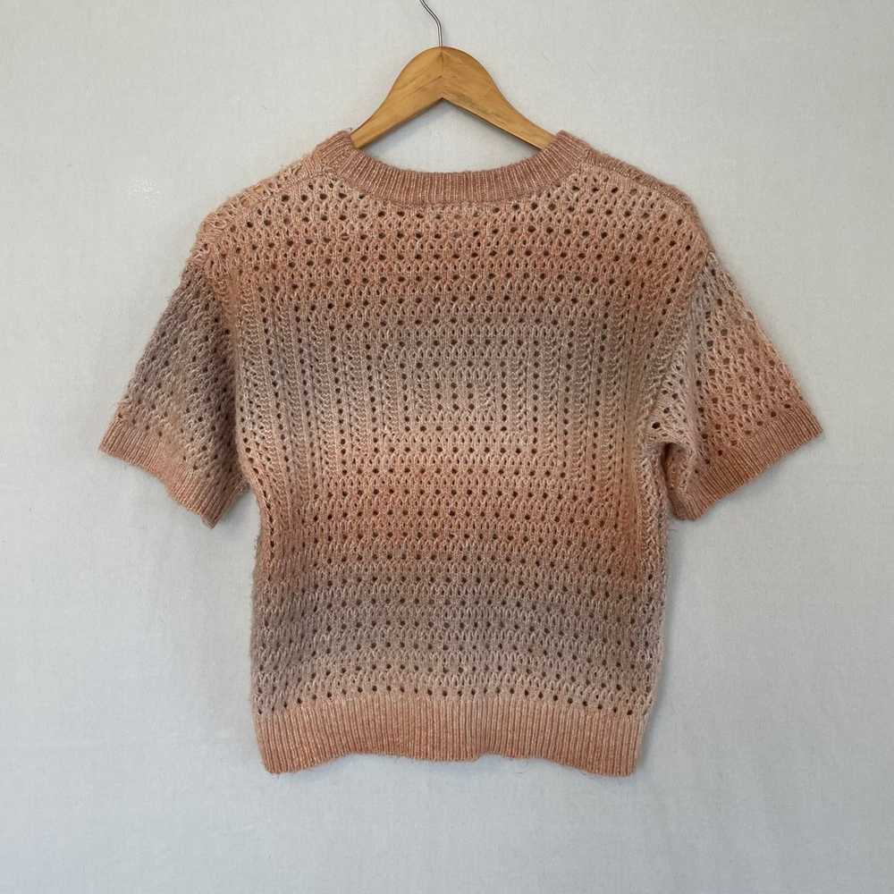 Design History Open Knit Short Sleeve Sweater Omb… - image 2