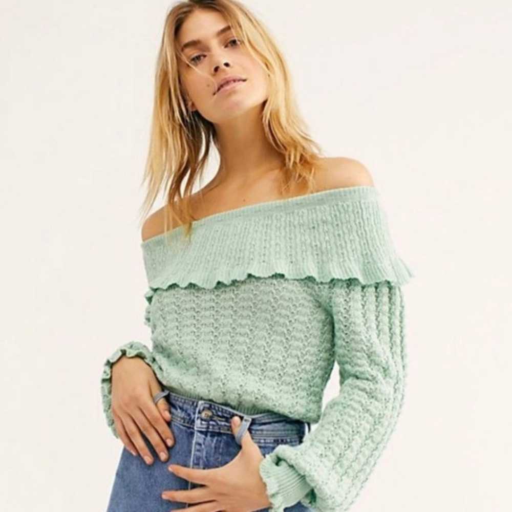 Free People Crazy In Love Knit Ruffle Off The Sho… - image 2