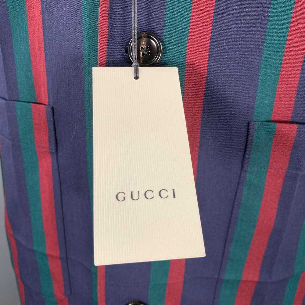 Gucci 2019 Black Burgundy Stripe Wool Overcoat - image 3