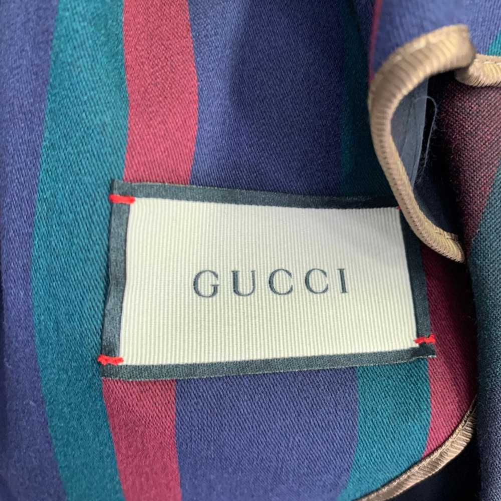 Gucci 2019 Black Burgundy Stripe Wool Overcoat - image 7