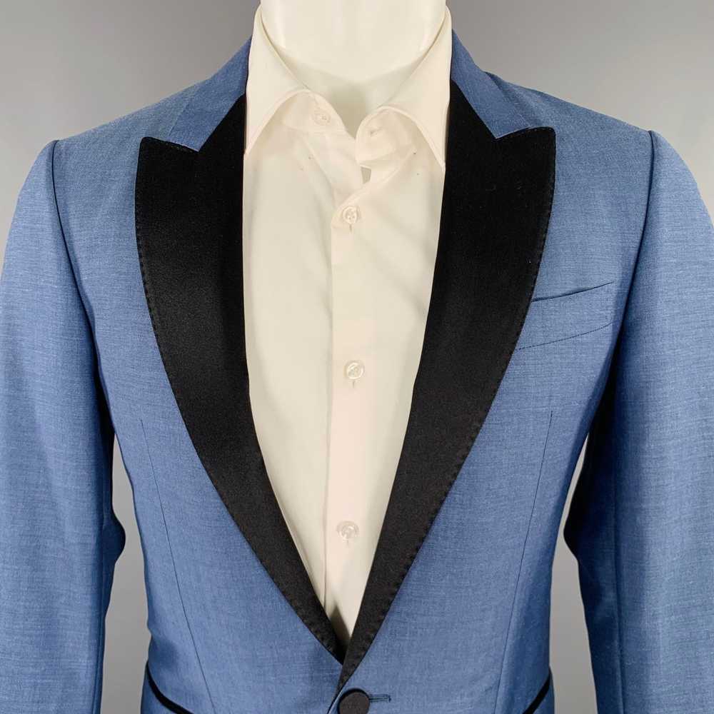 Lanvin Blue Black Color Block Wool Mohair Sport C… - image 2