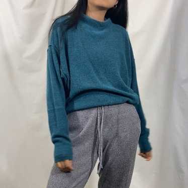 Free People Blue Teal Mock Neck Sweater - image 1