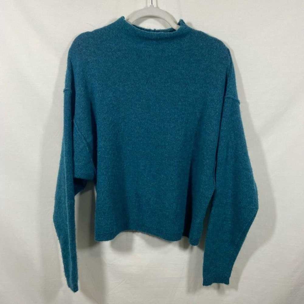 Free People Blue Teal Mock Neck Sweater - image 7