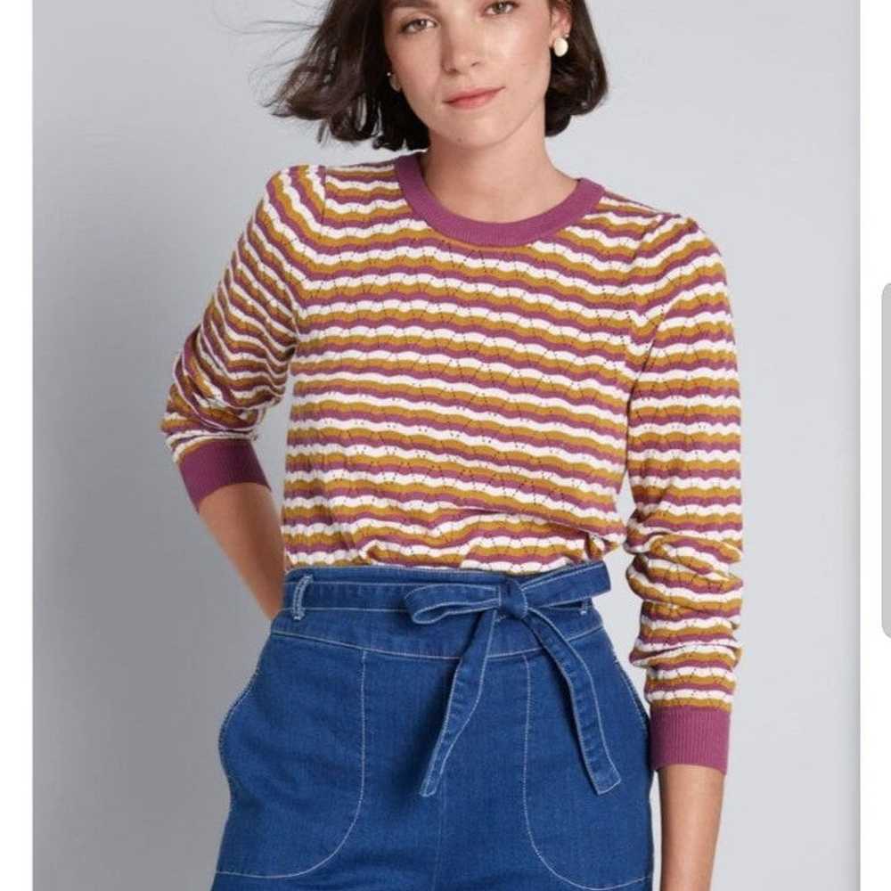 Modcloth Partial Pointelle Sweater - image 3