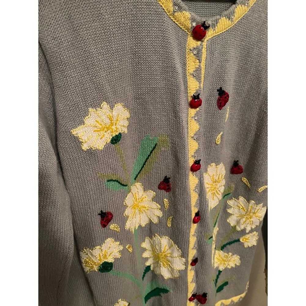 Vintage 90s Y2K Storybook Knits Sweater Flowers a… - image 4