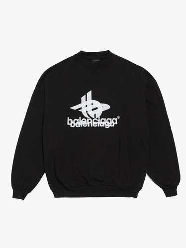 Balenciaga Black Double Logo Printed Cotton Sweat… - image 1