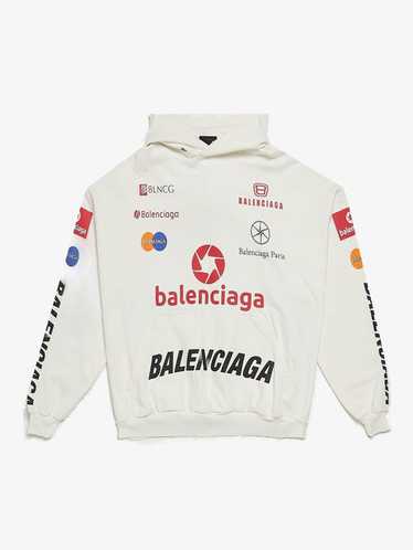 Balenciaga White Distressed Multi Logo Printed Co… - image 1