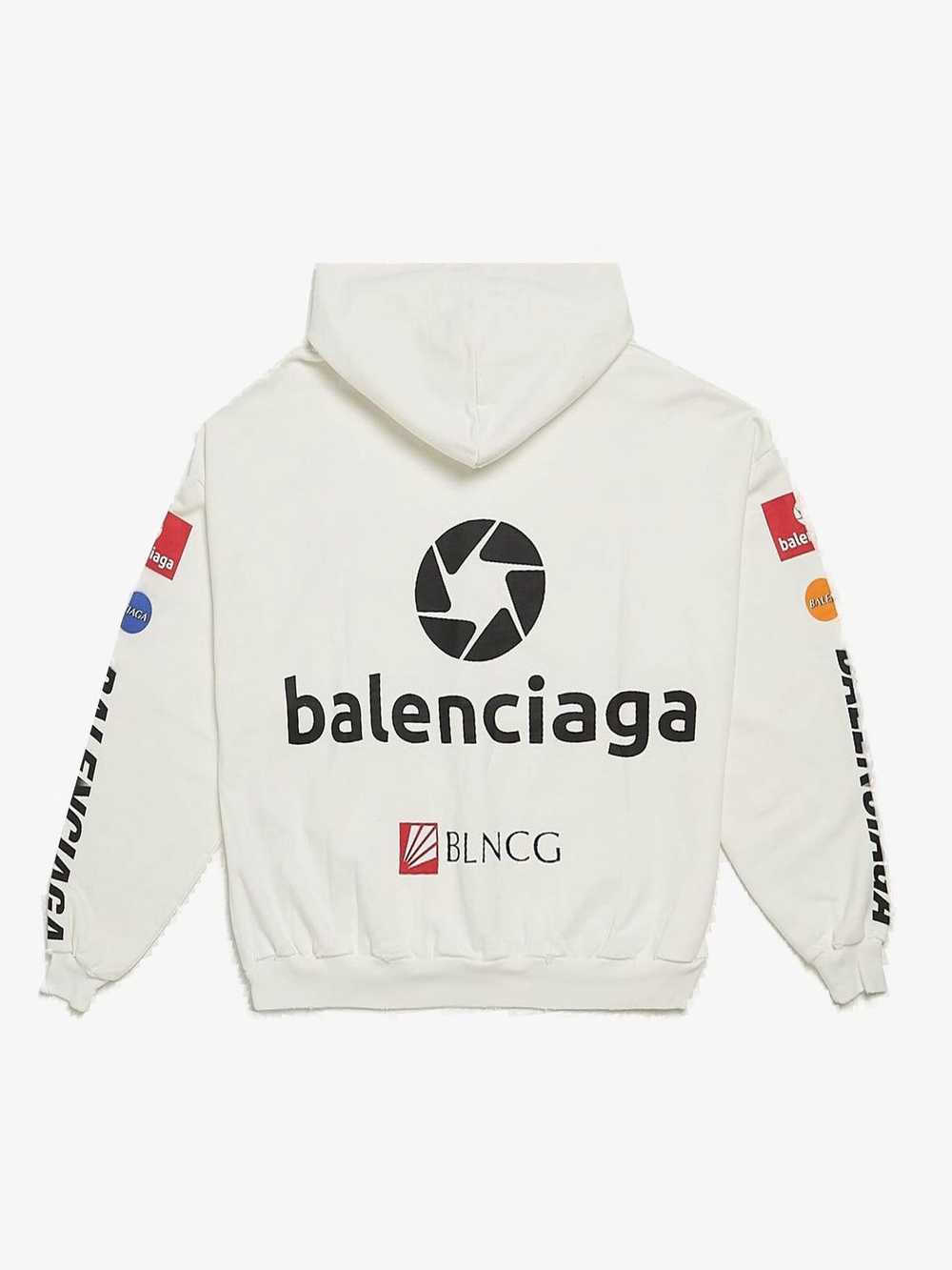 Balenciaga White Distressed Multi Logo Printed Co… - image 2