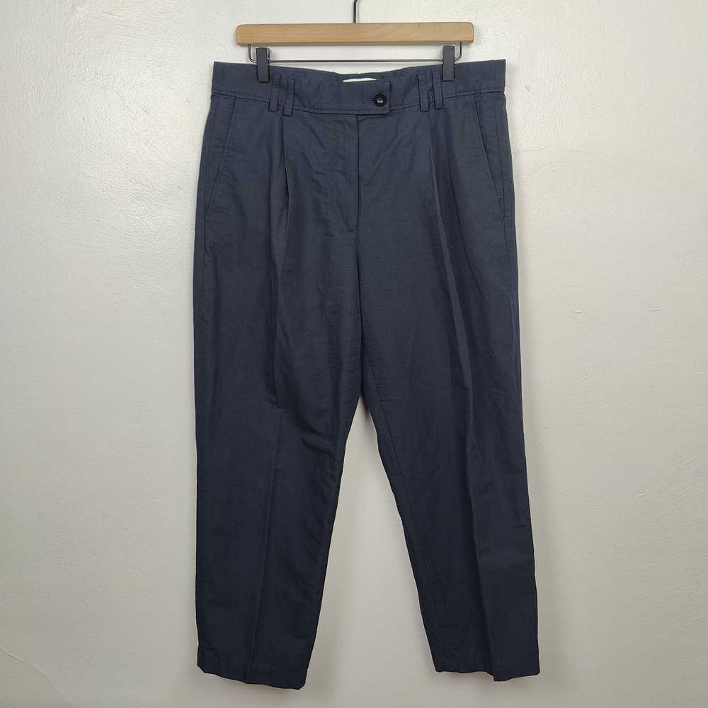 Cos COS Cotton Linen Pants Womens 12 Navy Blue Pl… - image 1