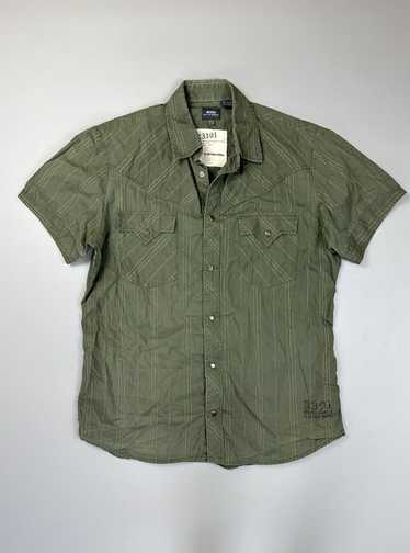 G Star Raw Khaki Striped Button Shirt Jungle Styl… - image 1