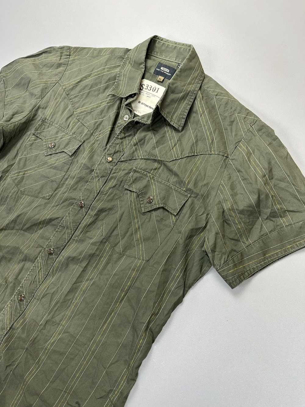 G Star Raw Khaki Striped Button Shirt Jungle Styl… - image 2