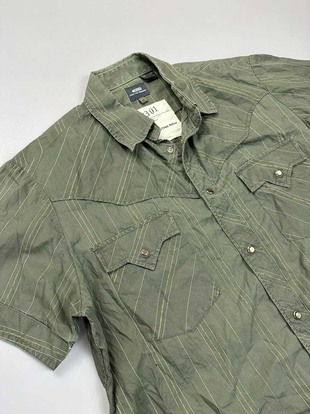 G Star Raw Khaki Striped Button Shirt Jungle Styl… - image 3