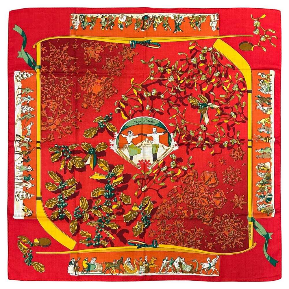 HERMES Vintage Neige d'Antan Cashmere Silk Scarf … - image 1