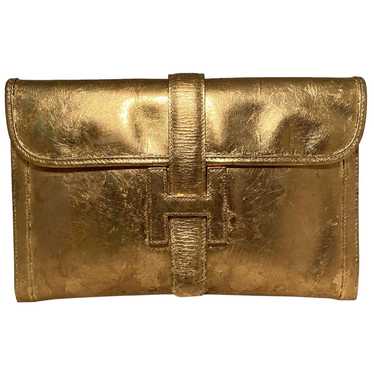 HERMES Vintage Gold Foil Jige Pm Clutch - image 1