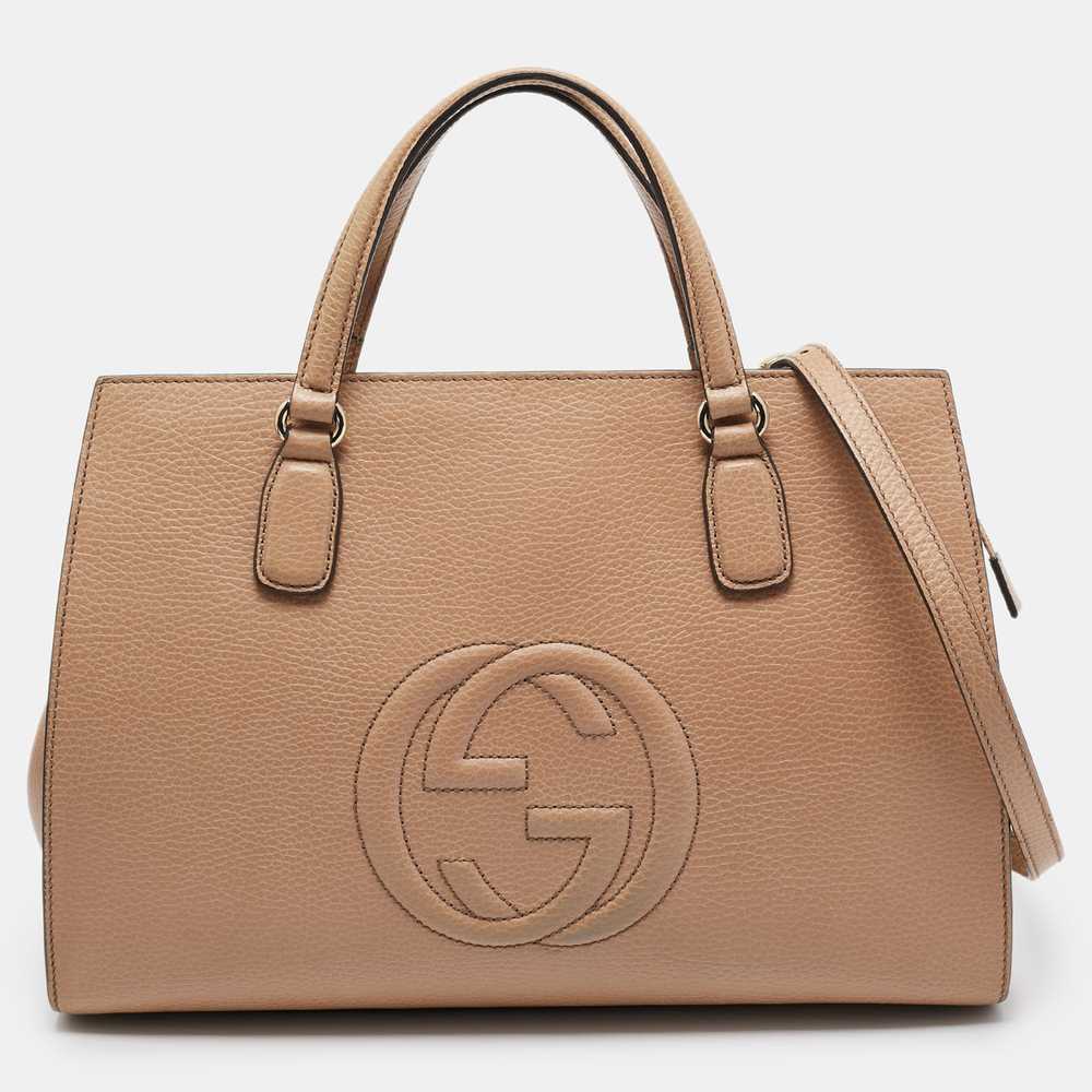 GUCCI Beige Leather Soho Disco Tote - image 1