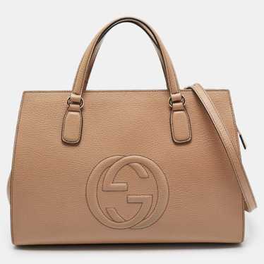 GUCCI Beige Leather Soho Disco Tote - image 1