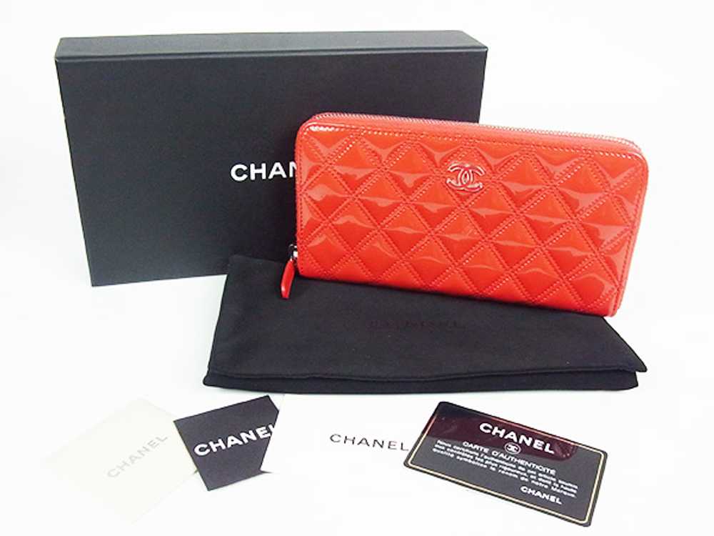 Chanel Round Zipper Long Wallet Matelasse Enamel … - image 6