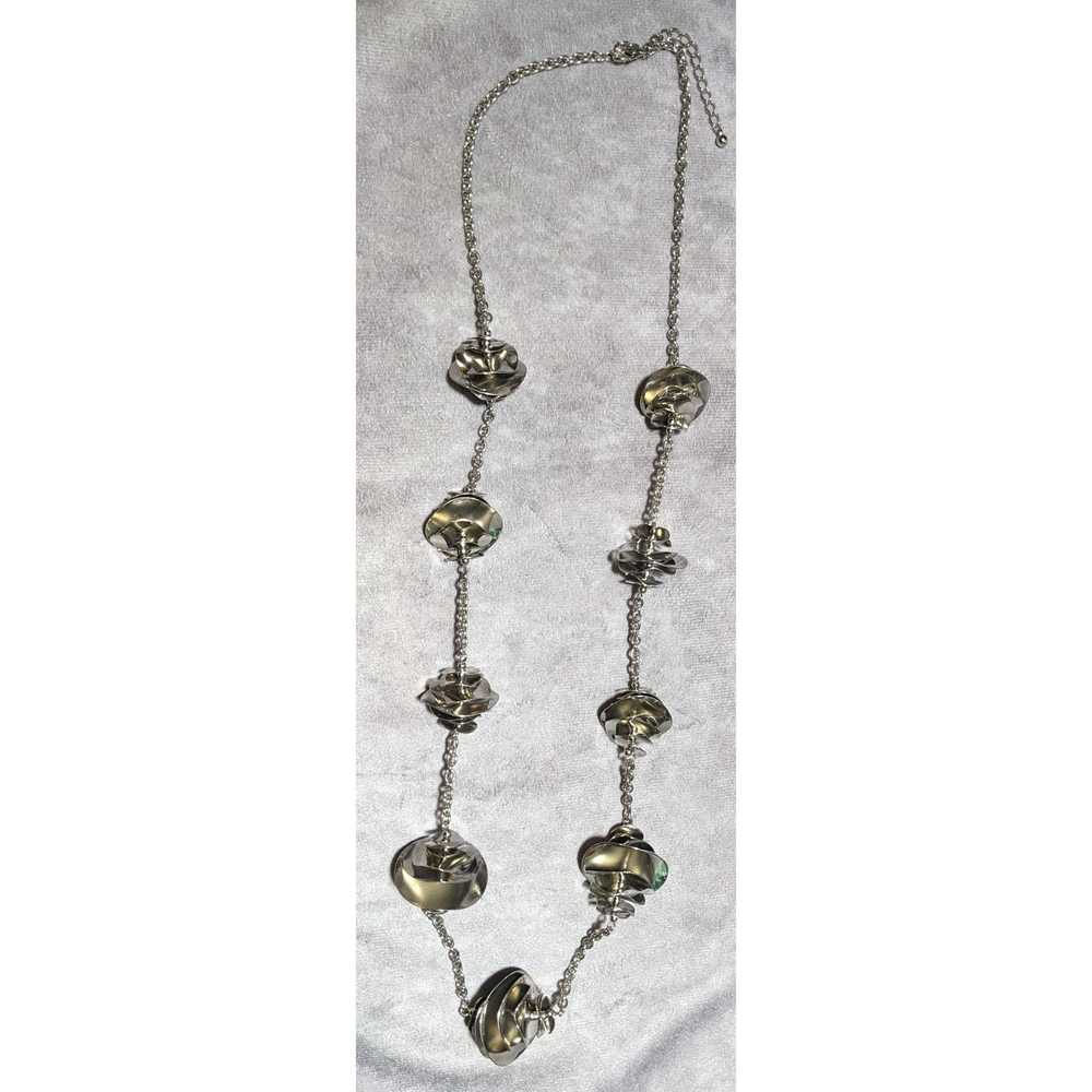 Other Abstract Silver Floral Chime Disc Necklace - image 8